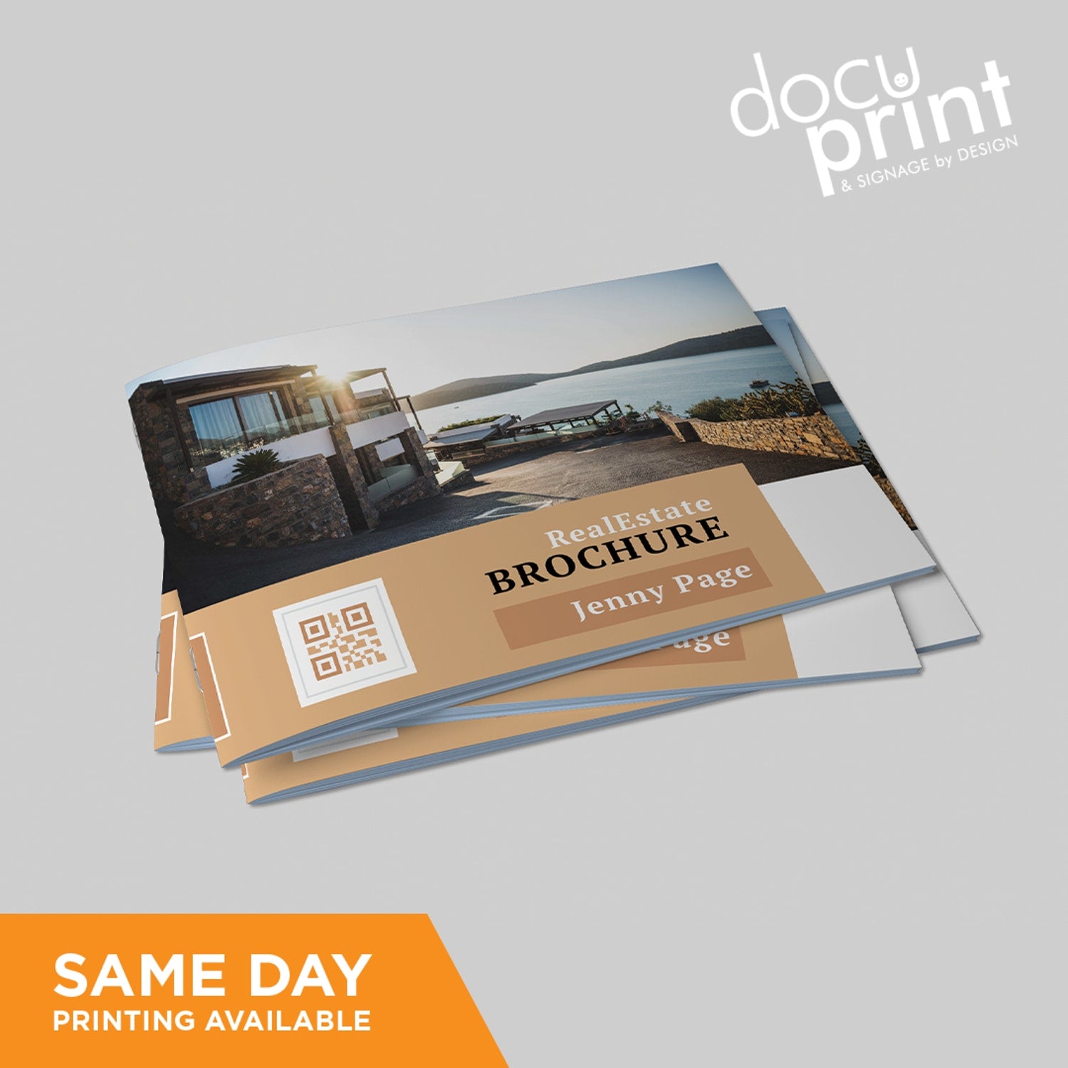 A5 saddle stitched landscape booklet designed and printed by Docuprint, used as a real estate brochure in Fremantle, Perth, Australia