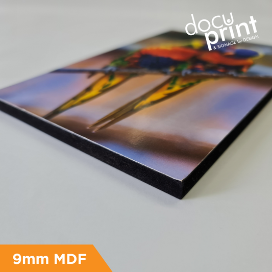 Block mounted 9mm MDF poster of customer supplied artwork, professionally finished by Docuprint in Fremantle, Perth, Australia