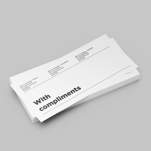 With Compliments Slips - DL docuprint printing and design fremantle perth fast high-quality