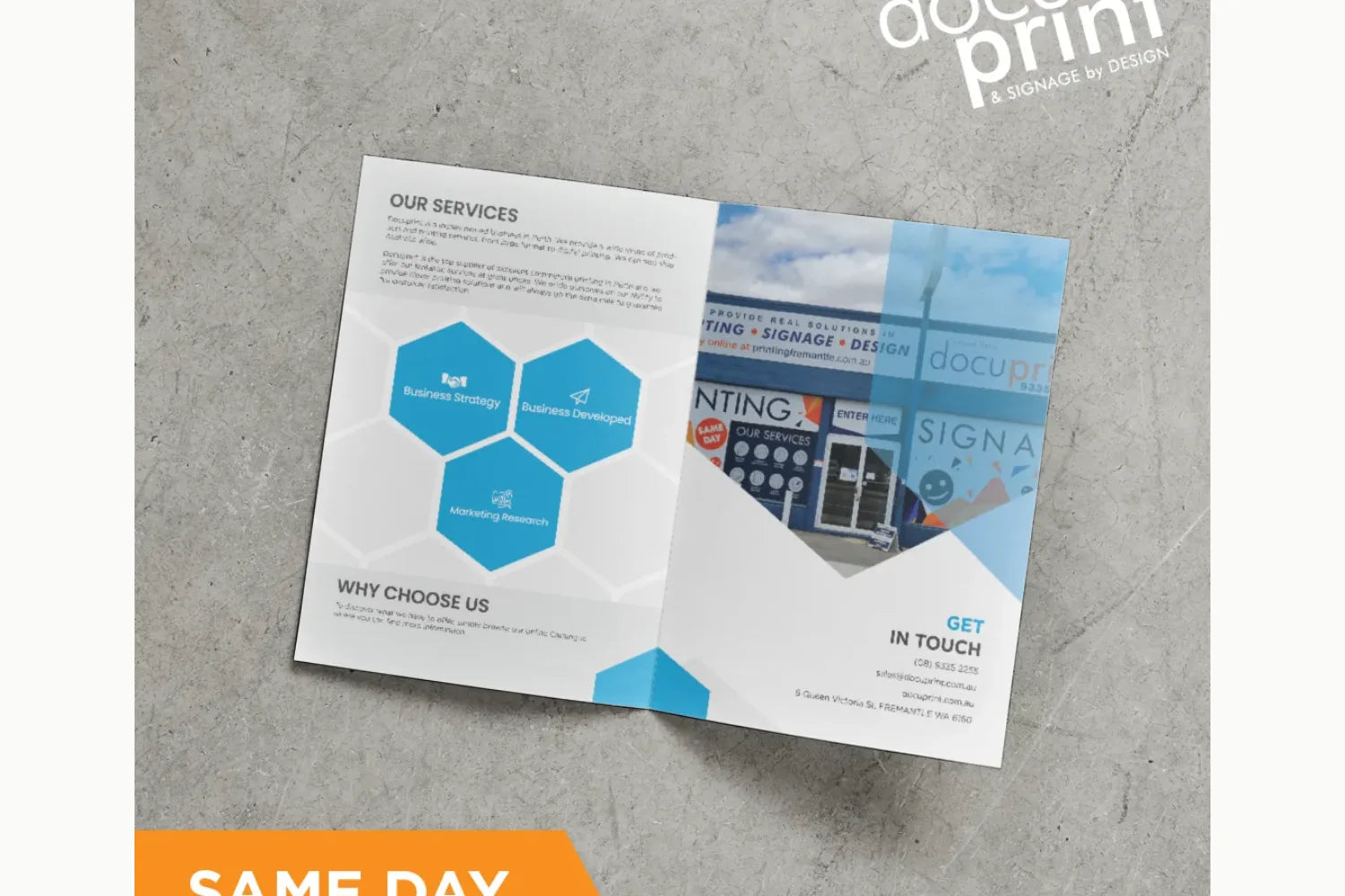 A4 half-fold brochure printed full colour