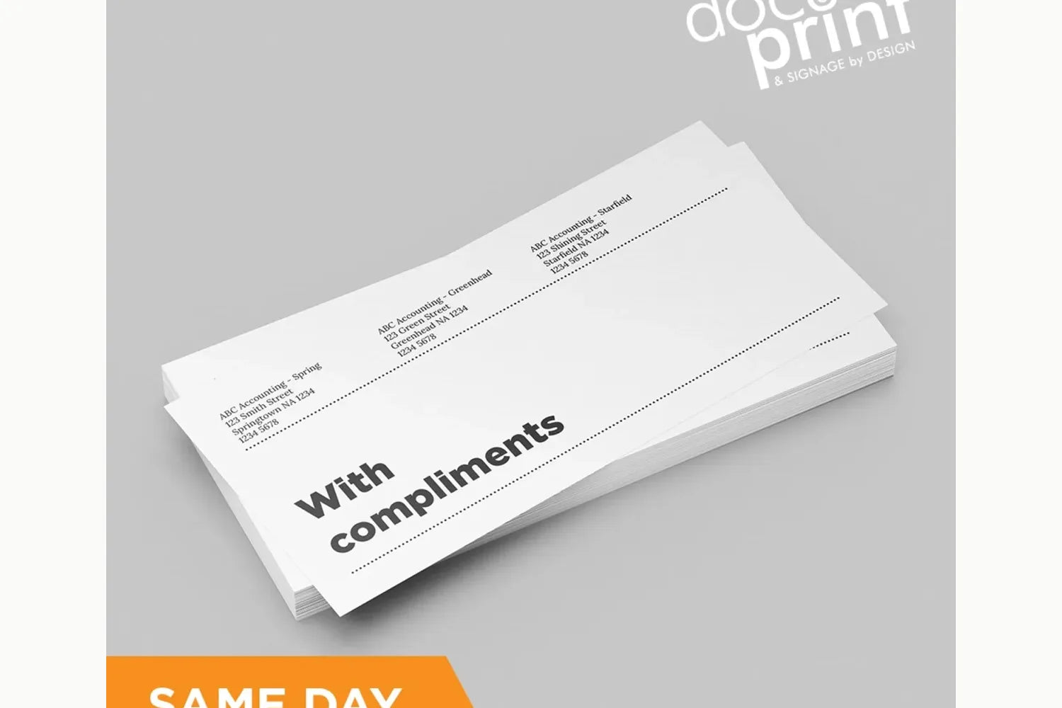 Compliment slips printed full colour