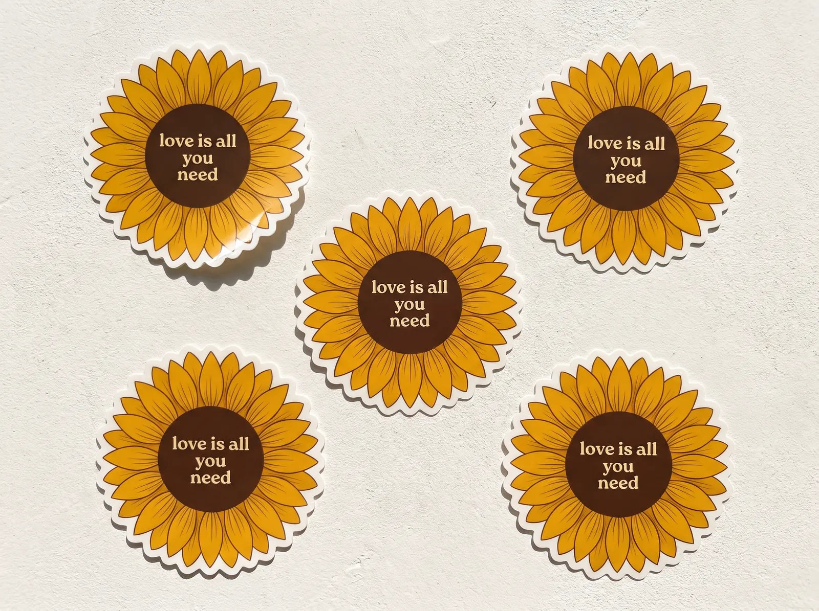 Sunflower stickers contour-cut to the artwork shape