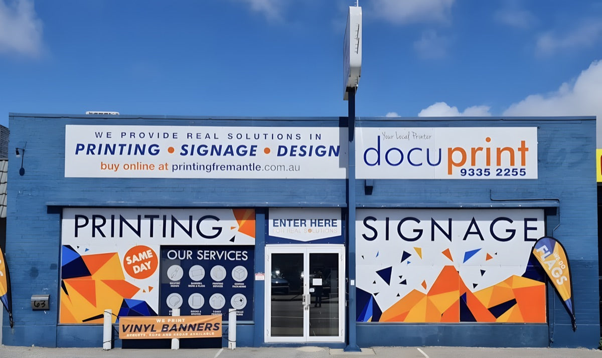 Docuprint print shop at 63 Queen Victoria Street, Fremantle WA. Printing, signage and design services