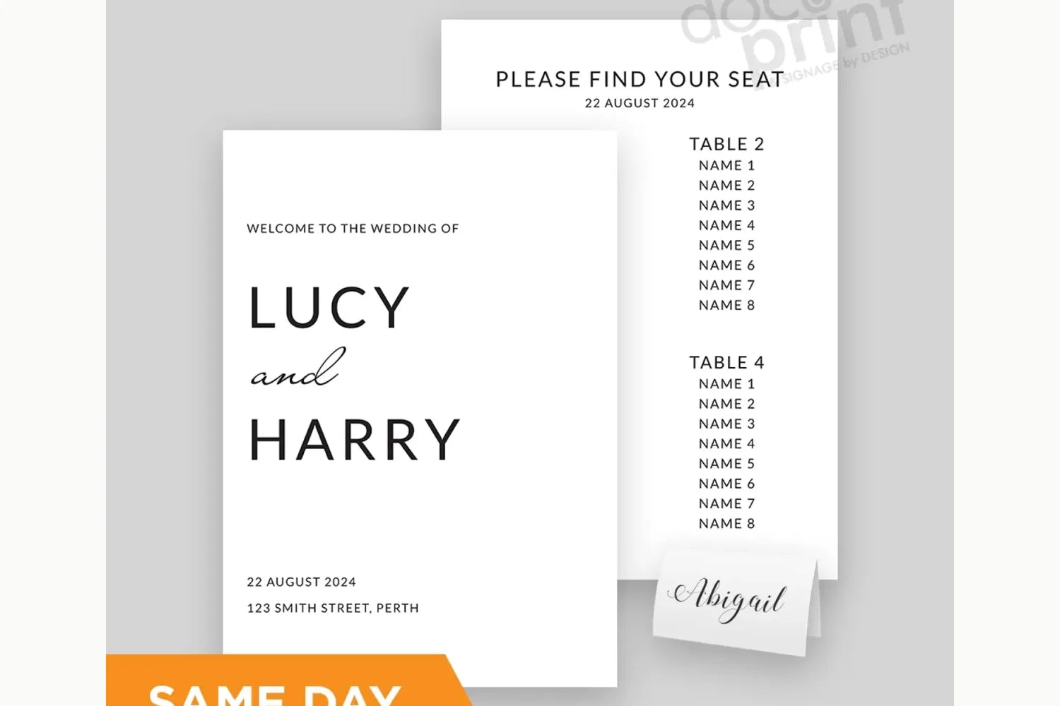 Coordinated wedding stationery package